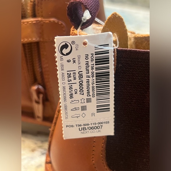 NWT Next little boy leather boots with fuzzy lining size USA 10 (kid) - Picture 6 of 10